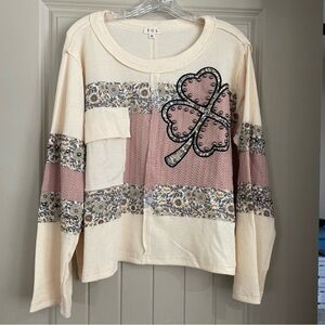 ❤️‍🔥FINAL PRICE❤️‍🔥POL Cream and Pink Long Sleeve Top NEVER WORN